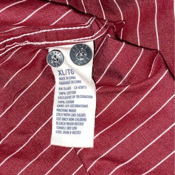 AMERICAN EAGLE Men’s XL Vintage Fit Red White Stripe Button Down Shirt - Picture 11 of 12